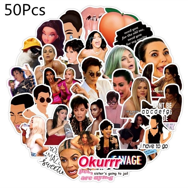 Z&ม❀ Kim Kardashian สติ๊กเกอร์ 50 ชิ้น/เซ็ตสติ๊กเกอร์กันน้ํารูปลอกสําหรับของเล่น