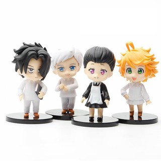 ตุ๊กตาฟิกเกอร์ PVC อนิเมะญี่ปุ่น Kawaii The Promised Neverland Emma Norman Ray Q Version สําหรับตกแต่งห้องเด็กผู้ชาย 4 ชิ้น ต่อชุด