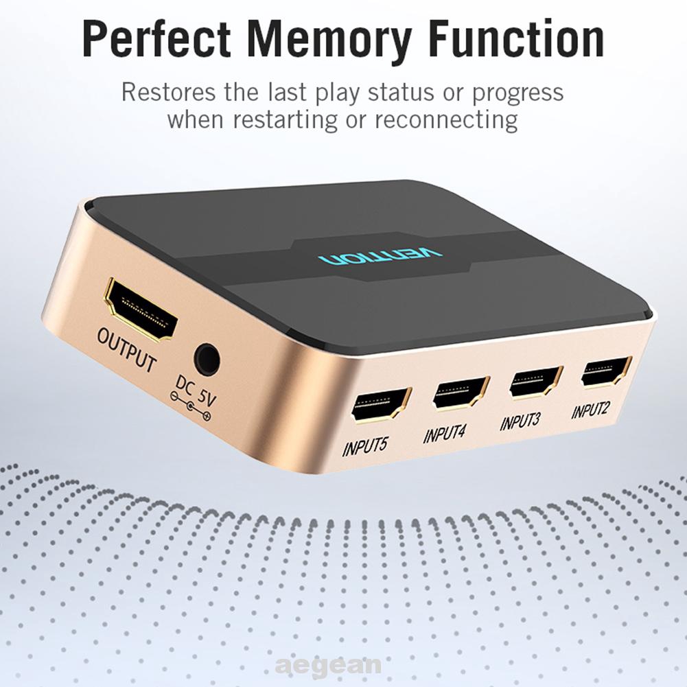 5 Input 1 Output Audio HDTV Projector Remote Control HDMI Switcher ...