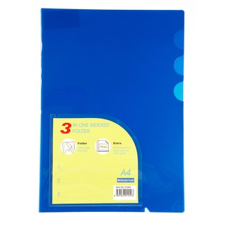 แฟ้มซอง 3 ช่อง A4 สีฟ้า ไบน์เดอร์แม็กซ์ 01049/File folder 3 compartment A4 blue Binder Max 01049