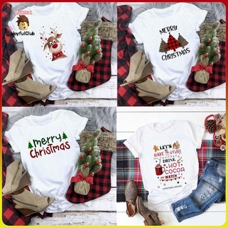 【4.4 Hot Sale】Merry Christmas T Shirt Women tshirts Fashion Graphic Cute Tee Top Aesthetic Kawaii Shirt 471