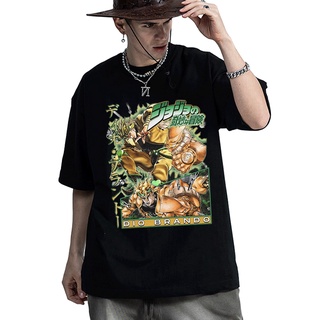 เสื้อยืดสีขาวเสื้อยืดคอกลมเสื้อยืด พิมพ์ลายกราฟิกการ์ตูนอนิเมะ Jojo Bizarre Adventure แฟชั่นฤดูร้อน สไตล์ญี่ปุ่น สําหรับ