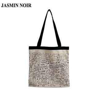 Jasmin NOIR กระเป๋าถือ กระเป๋าสะพายไหล่ ผ้าแคนวาส แฟชั่นเรียบง่าย สําหรับสตรี