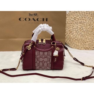 COACH LARK BAG 19 IN SIGNATURE JACQUARD ((4619)) พร้อมส่งค่ะ! กระเป๋าสะพายแบบครอสบอดี้ร์ทรงหมอน หนังแท้+ผ้า Jacquard