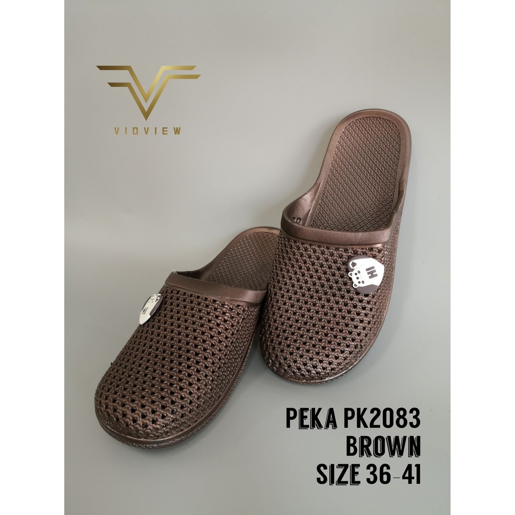 VIDVIEW รองเท้าเปิดส้น เนื้อยาง Peka 2083 สีเข้ม เบอร์ 36-41 ใส่สบายน่ารัก (ไซส์ใหญ่)