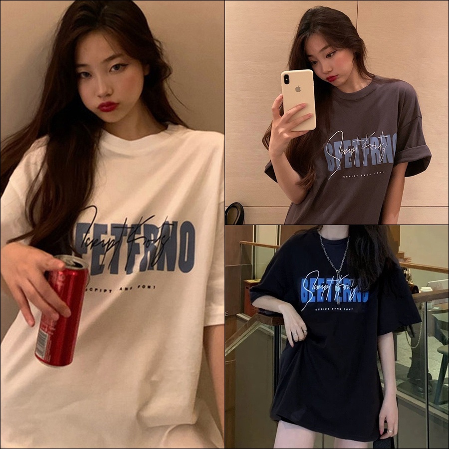 เสื้อยืด Oversize ผ้าCotton 100% แฟชั่นสไตล์เกาหลี T-Shirt โอเวอร์ไซส์ สกรีนลายสวยงาม พร้อมส่ง