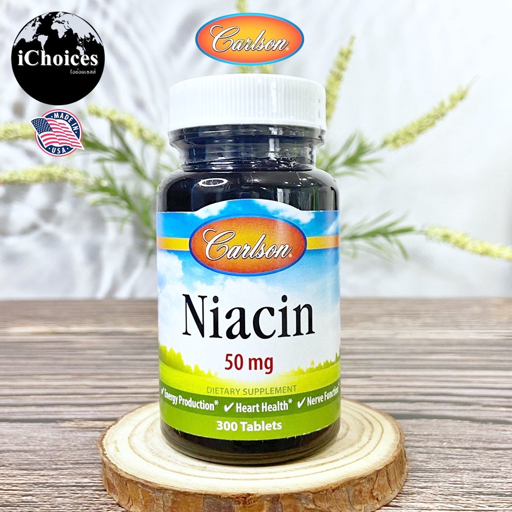 [Carlson Labs] Niacin 50 mg 300 Tablets  วิตามินบี 3  B3 B-3 ไนอะซิน
