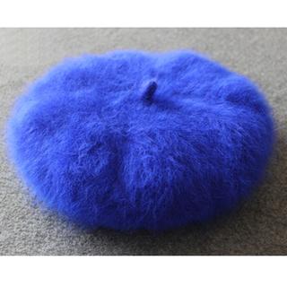 Fur beret beanie hat (sapphire)