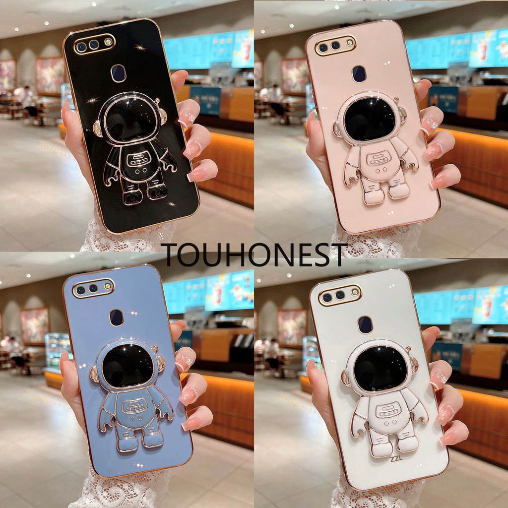 เคส OPPO R15 R17 Pro R11 R11S R15X K1 A32 A53 A33 Luxury Cute Silicone 3D Astronaut Stand Phone Cove