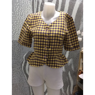 เสื้อแฟชั่นลายสก๊อต Brand : Ungaro มือสอง