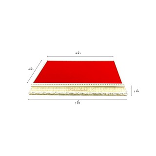 ฐานวางพระสีขาว ฐานรองวัตถุมงคล กำมะหยี่สีแดง ขนาด 6x4 นิ้ว ราคาส่ง [ไม้ขาว]