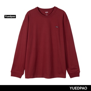 Yuedpao ยอดขาย No.1 รับประกันไม่ย้วย 2 ปี ผ้านุ่ม ยับยาก ไม่ต้องรีด เสื้อยืด sweater แขนยาว Logo Purple Red