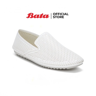 Bata บาจา รองเท้าคัทชู รองเท้าลำลอง รองเท้าใส่สบายหน้าร้อน รองเท้าสลิปออน รองเท้าหุ้มส้น สำหรับผู้ชาย รุ่น Cast สีขาว 8511010