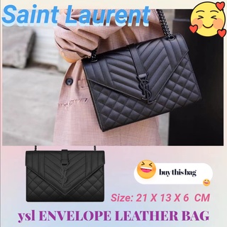 แซงต์โลรองต์  Saint Laurent  ysl ENVELOPE กระเป๋าหนังลายนูนขนาดเล็ก/กระเป๋าสตรี/กระเป๋าสะพายข้าง/กระเป๋าสะพายไหล่/กระเป๋