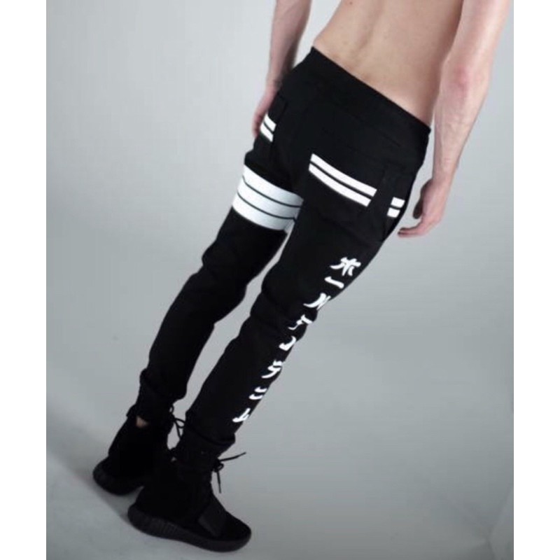 Holdem denim Japanese Alphabet black denim sweatpants Size : S มือ 2