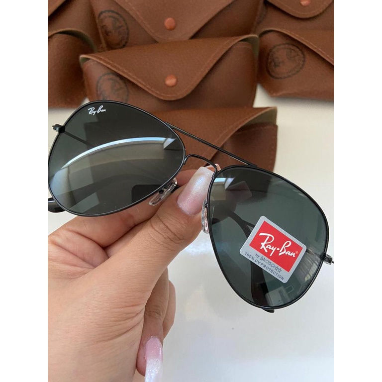 ด้วย Sun box aviator Rayban-glass lens แว่นกันแดด Ray-Ban QLUX
