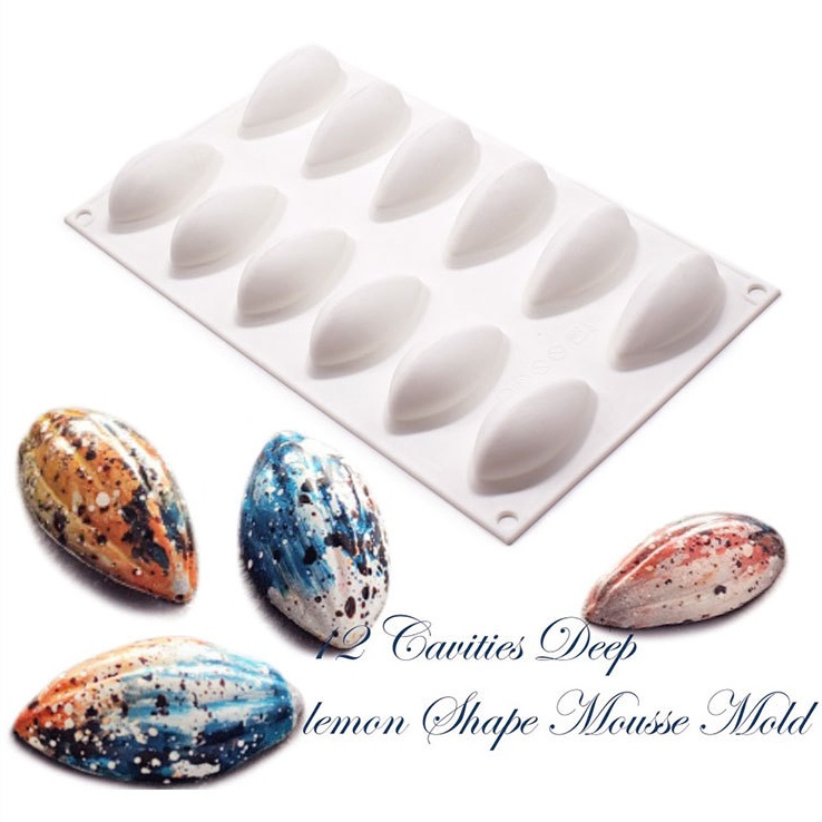 แม่พิมพ์ ซิลิโคน ทรงขนมอบฝรั่งเศส 12 ช่อง mouse molds silicone 12 cavities(สีขาว)