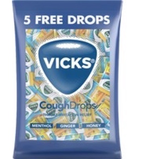 Vicks Cough Drops 120 + 5 Lozenges-Ginger-Honey-Menthol Flavors