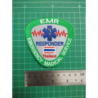 งานปัก โลโก้ อาร์ม EMR EMERGENCY MADICAL SERVICE RESPONDER ขนาด 8.5 cm