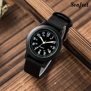 [Seafeel] นาฬิกาควอตซ์ราคาถูก นาฬิกาควอตซ์ นาฬิกาข้อมือควอตซ์หน้าปัดทรงกลมสายไนล่อนแฟชั่นผู้ชาย