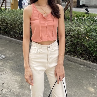 Ladia studio - Reverse crop top เสื้อครอปผ้าร่อง rib ดีเทลเย็บแบบกลับด้าน น่ารักมาก ควรมี!