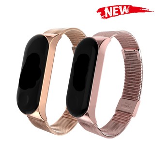 Xiaomi Mi Band 4 สแตนเลสโลหะ Magneti สายรัดข้อมือวงสายเหล็ก