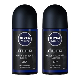 NIVEA นีเวีย เมน ดีพ โรลออน ผลิตภัณฑ์ระงับกลิ่นกายลดแบคทีเรีย 50 มล. (แพ็คคู่)