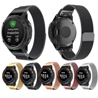 สายนาฬิกาข้อมือ สายสแตนเลสแม่เหล็ก ขนาด 26 มม. 22 มม. แบบปลดเร็ว สําหรับ Garmin Fenix 2 3 3HR Quaitx 3 5 7 7X