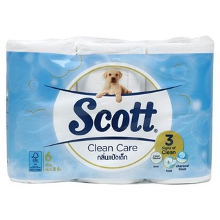 ทิชชู่ กระดาษชำระ SCOTT CLEAN CARE BABY POWDER แพ็ค 6 ชิ้น กระดาษชำระ