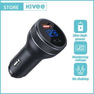 KIVEE ที่ชาร์จแบตในรถ ที่ชาร์จเร็ว 36W ที่ชาร์จในรถ USB/TYPE-C คู่ ชาร์จมือถือในรถ สำหรับไอโฟน Huawei