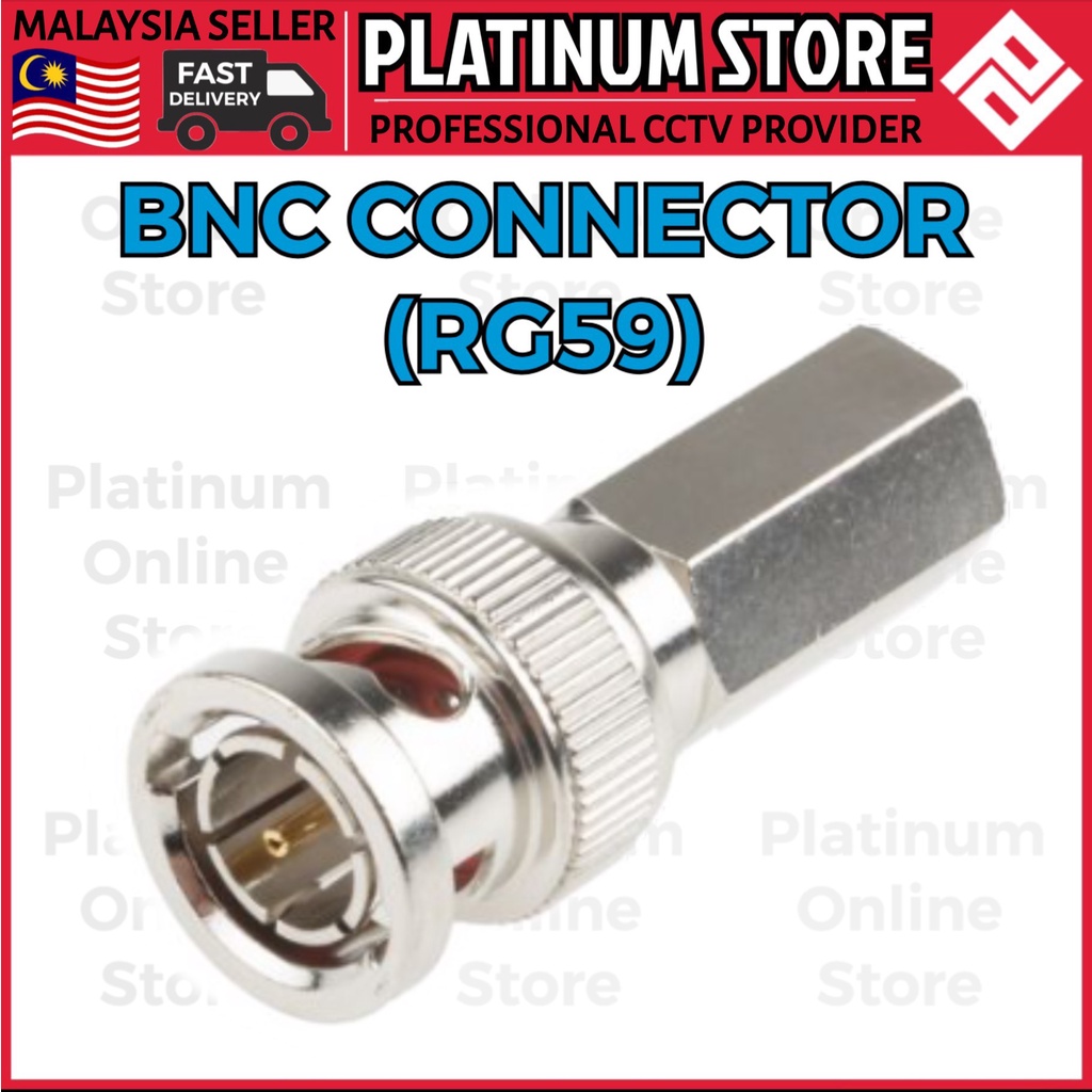 BNC RG59 ขั้วต่อโคแอกเซียล RG-59 ตัวดัดแปลงสําหรับการใช้งานกล้องวงจรปิด
