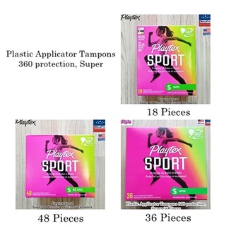 Playtex® Sport® Plastic Applicator Tampons 360 protection, Super 18, 36 or 48 Pieces ผ้าอนามัยแบบสอด เหมาะกับวันมามาก