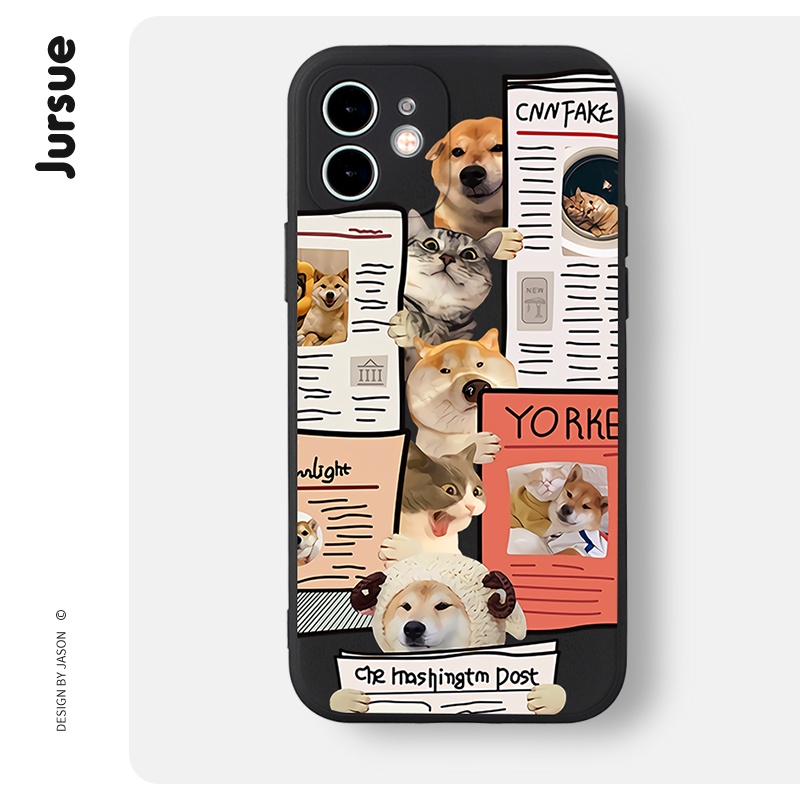 JURSUE เคสไอโฟน เคสซิลิโคนนุ่มกันกระแทกการ์ตูนน่ารักตลก เคสโทรศัพท์ Compatible for iPhone 16 15 14 13 12 11 Pro Max SE 2020 X XR XS 8 7 Plus พลัส XYH278
