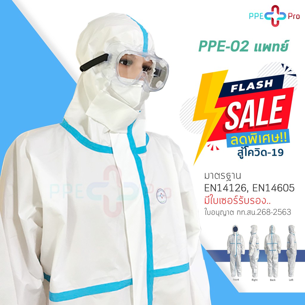 พร้อมส่ง👨🏻‍⚕️🔥 ชุด PPE-02 สำหรับเจ้าหน้าที่หมอ พยาบาล มาตรฐานไซส์
