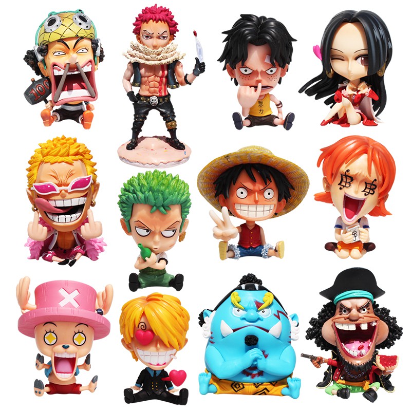16 สไตล์อะนิเมะ One Piece รุ่น Q Luffy Usopp Nami Boa Hancock Sabo Zoro Ace Chopper Sanji Brook Franky Jinbe Katakuri สอน PVC Action Figures ตุ๊กตาของเล่น