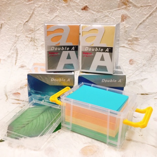 กระดาษโน้ต Double A mini-box / กล่องพลาสติกใสหูล็อค keyway สำหรับใส่กระดาษโน้ต💚