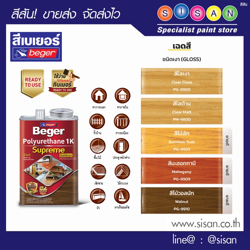 Beger  เบเยอร์ ยูรีเทน ซูพรีม ชนิด เงาใส  # PG-99xx  1 กล.  (ขนาด 3 ลิตร)