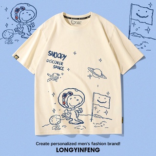 【💘💘】ขายดี!เสื้อยืดแขนสั้น พิมพ์ลายกราฟฟิติ Snoopy ทรงหลวม แฟชั่นฤดูร้อน สําหรับผู้หญิงS-5XL