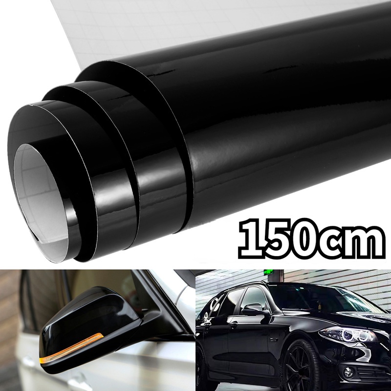 สติกเกอร์ฟิล์มไวนิล สีดําเงา เปลี่ยนสีได้ ขนาด 150 ซม. สําหรับติดตกแต่งรถยนต์ DIY จํานวน 1 ม้วน
