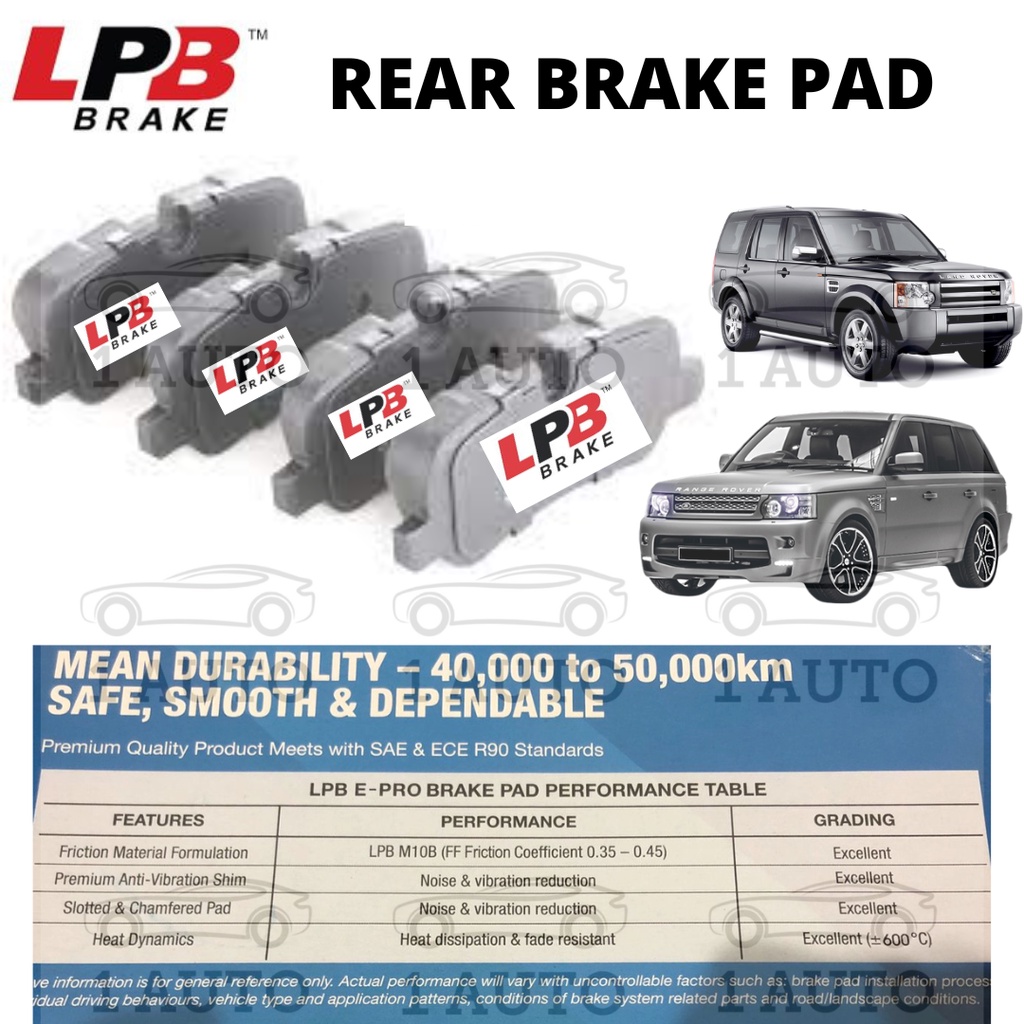 LPB E-PRO SEMI METALLIC REAR BRAKE PAD LAND ROVER DISCOVERY 3 L319 2.7D V6 L320 RANGE ROVER SPORT 5.