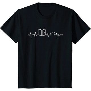 [S-5XL] เสื้อยืดแขนสั้นลําลอง ผ้าฝ้าย พิมพ์ลาย Love Books Heartbeat แฟชั่นสําหรับผู้ชาย