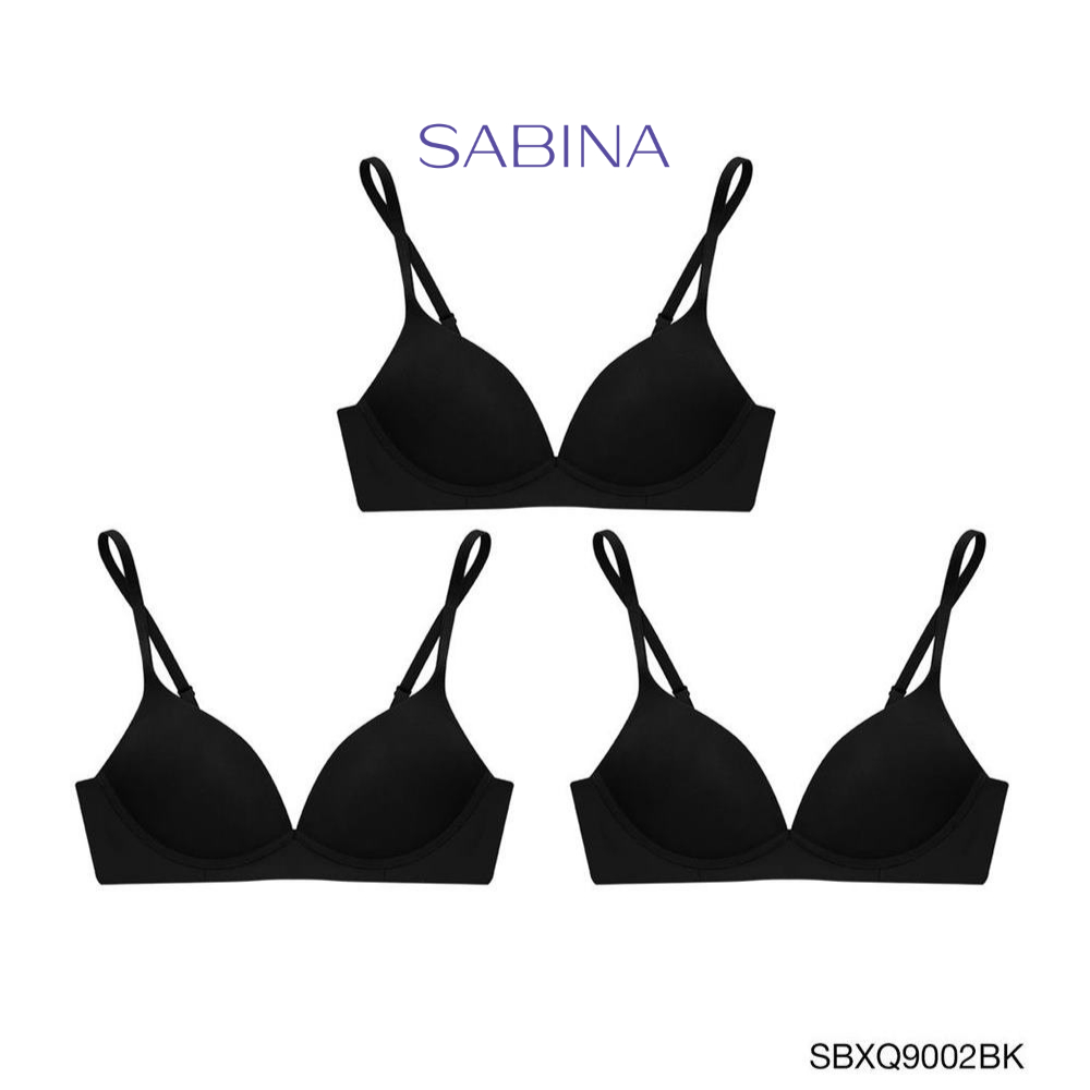 Sabina Twenty Five Level 2 เสื้อชั้นใน (Set 3 ชิ้น) ไร้ตะเข็บ  ไร้โครง รหัส SBXQ9002BK - สีดำ