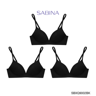 Sabina ซาบีน่า เสื้อชั้นใน Invisible Wire (Set 3 ชิ้น) (ไม่มีโครง) Seamless Fit รุ่น TWENTY FIVE  รหัส SBXQ9002BK สีดำ