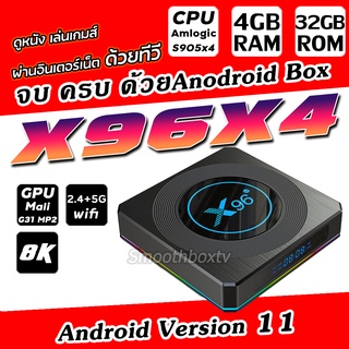 ดูฟรี ไม่มีรายเดือน X96X4    Android 11 / Lan 1000  CPU S905X4  RAM 4GB ROM 32GB รุ่นใหม่ล่าสุด ลงแอพพร้อมดูฟรี X96 X4