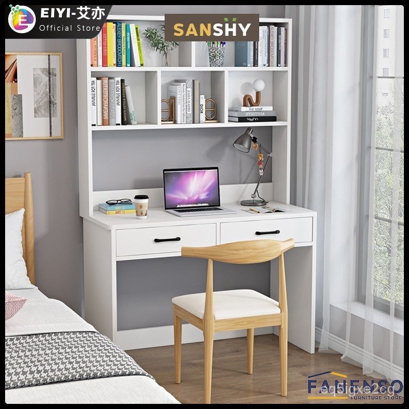 (EIYI) Study Table Desk Bookshelf Integrated Table Small Family ...