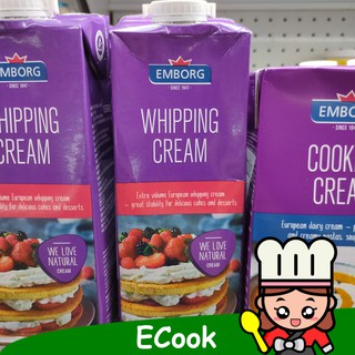 ecook emborg ยูเฮชที เดลี่ วิปปิ้งครีม 1ลิตร​ 555 uht whipping cream วิปครีม