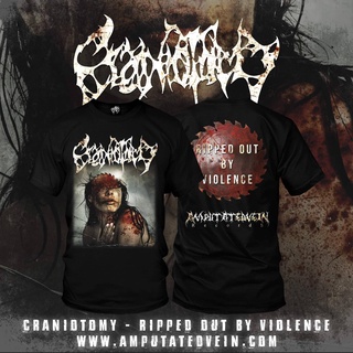 เสื้อยืดผู้ชาย เสื้อยืด พิมพ์ลาย Ripped Out By Violence CRANIOTOMY S-5XL