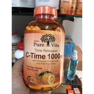 Pure Vita C-Time 1000 mg วิตามินซี สูตร Time-Release formulation จาก แคนนาดา   ขนาด 250 เม็ด