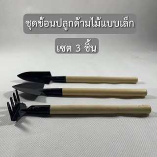 Gardening Tools ชุดช้อนปลูกด้ามไม้แบบเล็ก(งานไม้)  3 ชิ้น