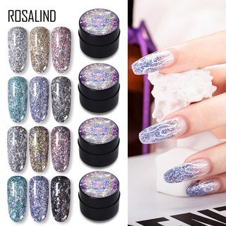 สีเจลกากเพชร แบบตลับ rosalind uv gel สีกริตเตอร์ขนาด5 มล. ราคาต่อกระปุก